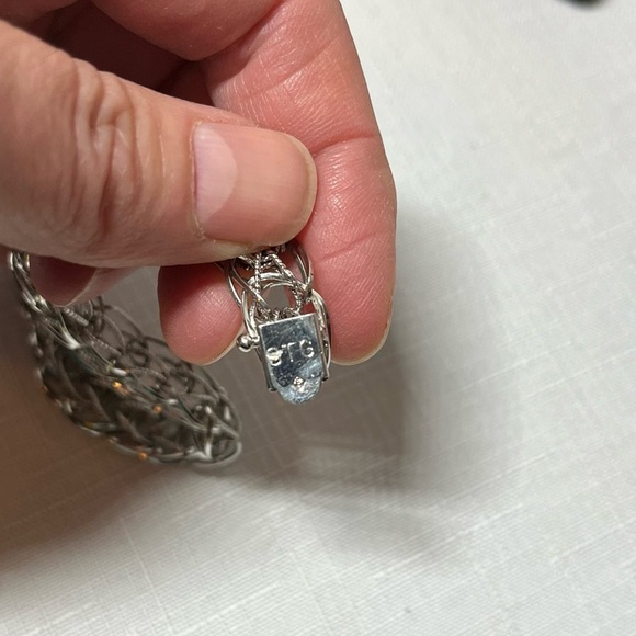 Vintage Sterling Silver Open Weave Bracelet Stamped STG Perfect for Charms - Picture 5 of 6
